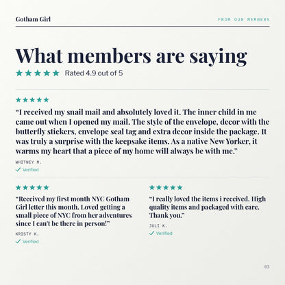 What members are saying, rated 4.9 out of 5, three member reviews