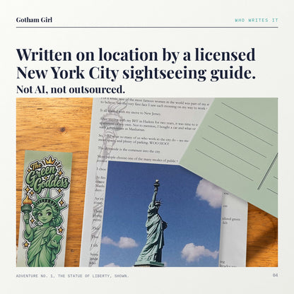 Written on location by a licensed New York City sightseeing guide, the letter and card up close