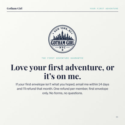 The first adventure guarantee: love your first adventure, or it's on me